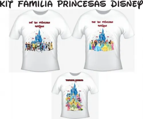 Camiseta Princesas Disney Kit com 03 Camisetas