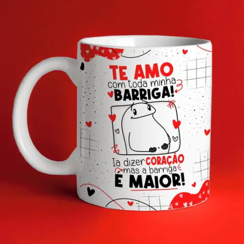 Caneca Te Amo com Toda Minha Barriga Flork Sincero Namorados
