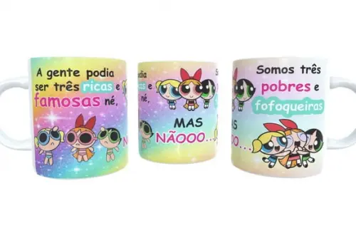 Caneca 3 Amigas Pobres Fofoqueiras Meninas Super Poderosas