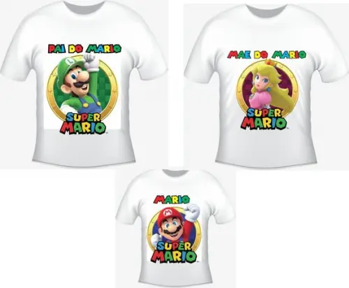 Camiseta Super Mario Kit /03 camisetas - Personalizada