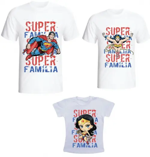Camiseta Super Familia Kit /03 camisetas - Personalizada