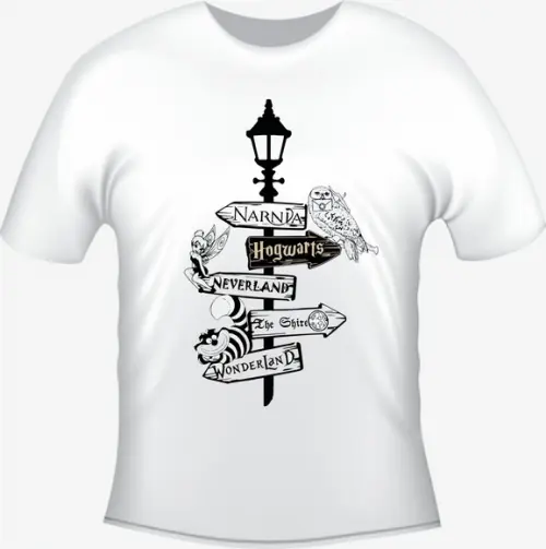 Camiseta Quotes Narnia Wonderland Hogwarts