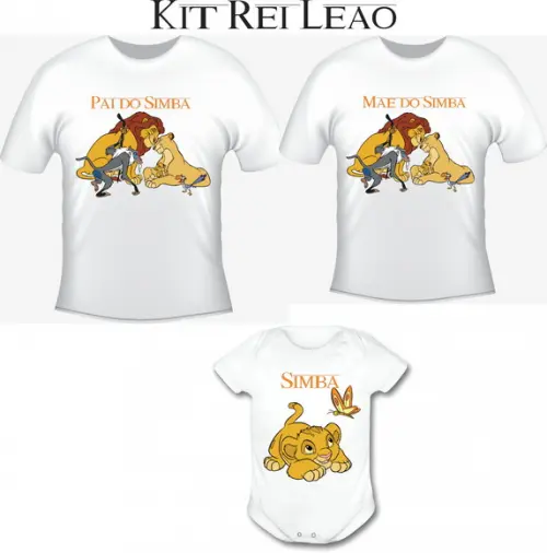 Kit Rei Leão - Simba Kit /02 Camisetas e Body Personalizadas