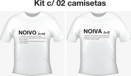 Camiseta Noiva e Noivo Significado - Kit com 02 Camisetas