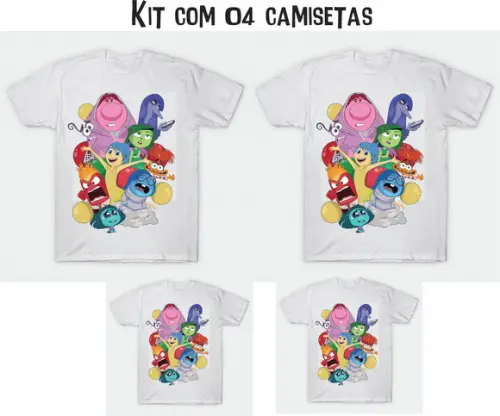 Camiseta Divertidamente 2 True Colors Kit com 4 Camisetas