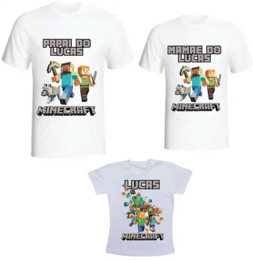 Camiseta M.i.n.e.c.r.a.f.t Kit /03 camisetas - Personalizada