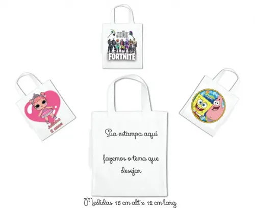Sacola Mini Ecobag com lateral Personalizada 15 x 12 kit/10