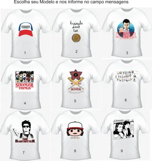 Camiseta Stranger Things - Informe seu modelo