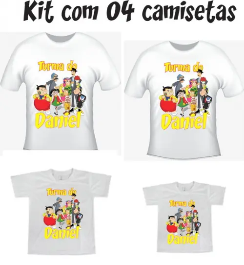 Camiseta Kit Família Turma Do Chaves C/04 - Personalizada