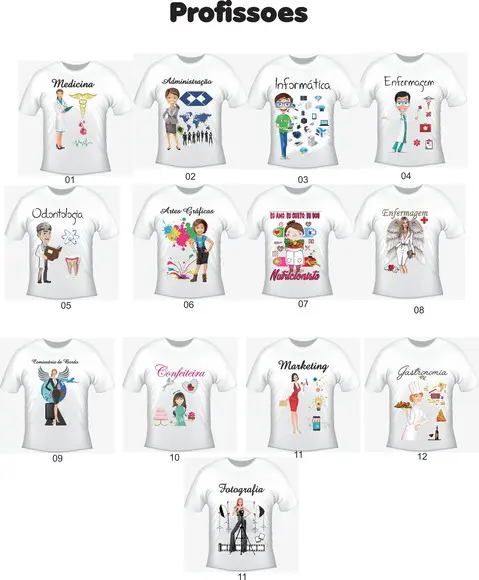 Camiseta Profissões - Cursos - Diversas