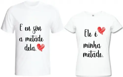 Camiseta Namorados Minha Metade Kit com 02 Camisetas