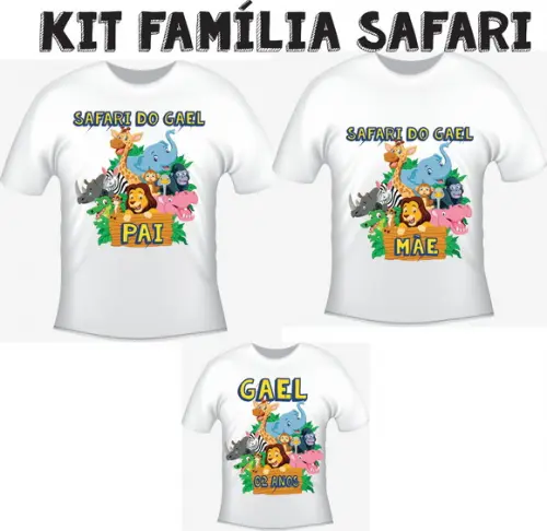 Camiseta Safari- Kit Com 03 - Festa Família