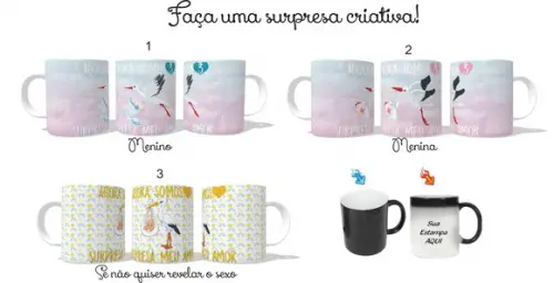 Caneca Mágica Surpresa de Gravidez - Bebê - Menino - Menina