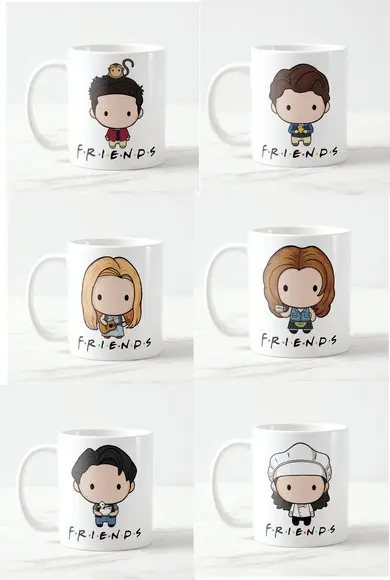 Caneca Friends Chibi - conjunto com 6 canecas