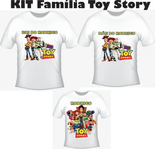 Camiseta Toy Story Kit Família Com 03 camisetas