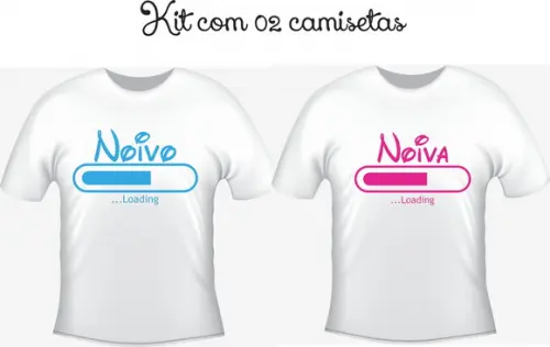 Camiseta Noivos - Casamento -loading Kit com 02 Camisetas