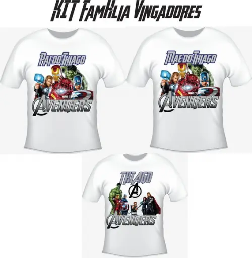 Camiseta Avengers - Vingadores - Kit Com 03 - Festa