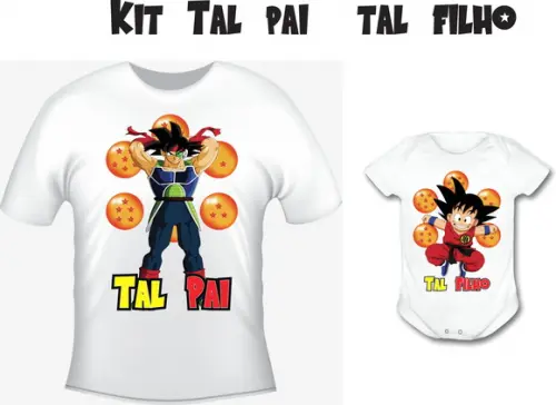Camiseta + Body Tal Pai Tal Filho Sayan Saga Dragon Ball