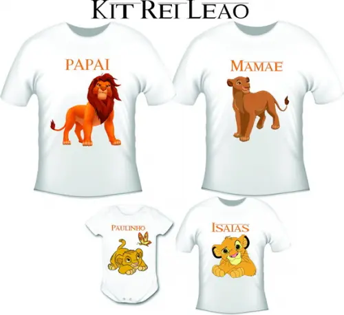 Camiseta Rei Leão - Simba Kit /04 Camisetas