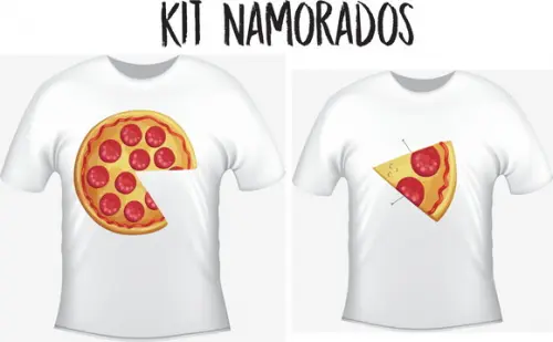 Camiseta Você Me Completa Kit Com 02 - Namorados Pizza