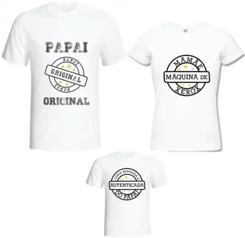 Camiseta Pai Mãe Filho Xerox Cópia Kit C/03 Camisetas