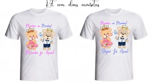 Camiseta Ursinhos Menino ou Menina? - Kit C/02 Camisetas