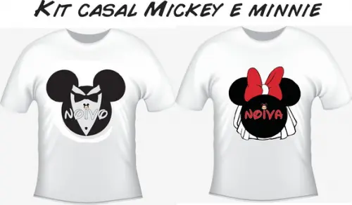 Camiseta Minnie E Mickey Kit Com 02 - Noivos Noivado