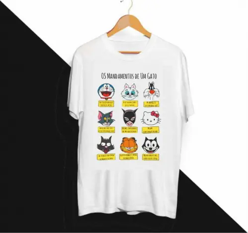 Camiseta Mandamentos de Um Gato Gatos Catlovers Cartoon