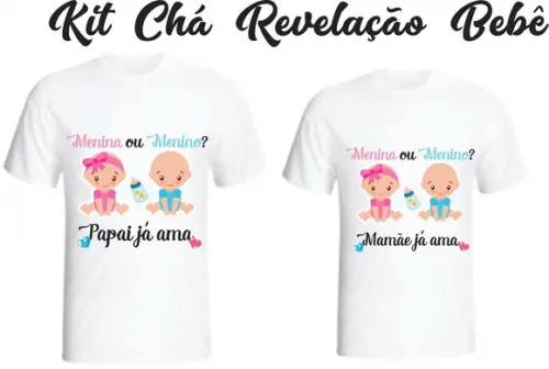 Camiseta Chá de Bebê - Chá Revelação - Kit c/02 camisetas