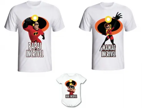 Camiseta Os INCRÍVEIS Kit /02 camisetas + body bebê