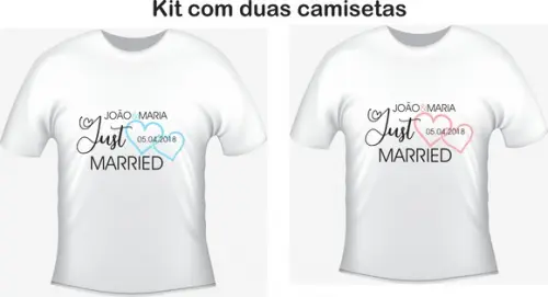 Camiseta Recém Casados Just Married Kit C/02 Personalizada