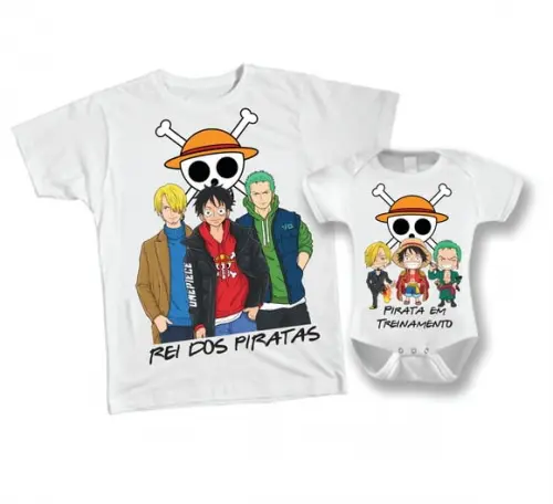 Camiseta e body Rei dos Piratas One piece kit c/02