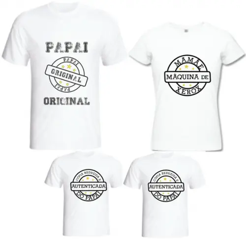 Camiseta Pai Mãe Filho Xerox Cópia Kit C/04 Camisetas