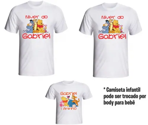 Camisetas Ursinho Puff - Kit com 03 Personalizadas