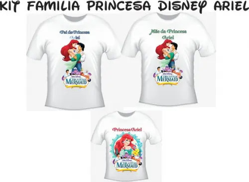 Camiseta Princesas Disney Ariel Pequena Sereia Kit Com 03