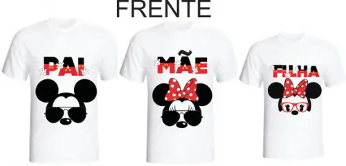 Camiseta Mickey e Minnie Filha Kit /03 camisetas