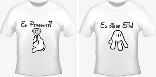 Camiseta Noivado - Casamento - Mickey e Minnie - Kit /02