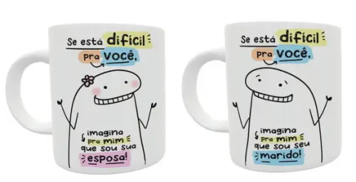 Caneca Marido e Esposa - Flork Sincero Kit com 02 Canecas
