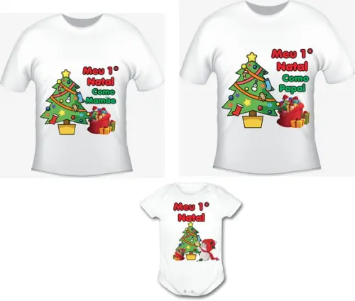 Primeiro Natal Kit /02 Camisetas e Body