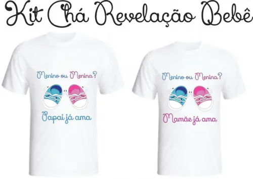 Camiseta Chá Bebê/revelação - Sapatinhos - Kit C/2 Camisetas