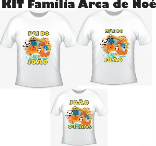 Camiseta Arca de Noé- Kit Com 03 - Festa Família