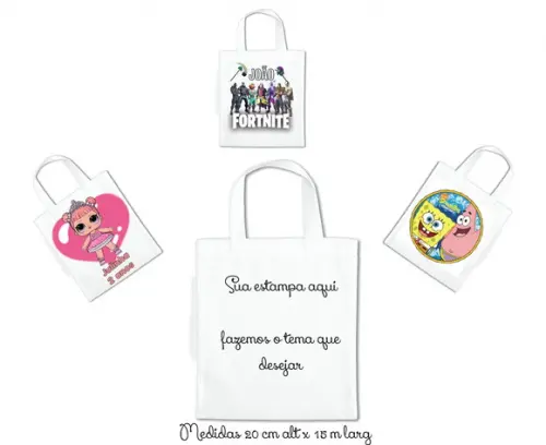 Sacola Mini Ecobag com lateral Personalizada 20 x 15 kit/10
