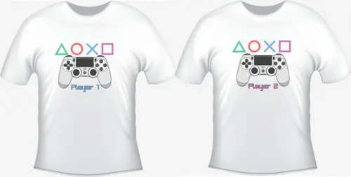 Camiseta Player 1 E Player 2 - Kit Com 02 Camisetas Gamers