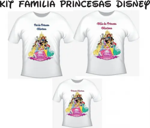 Camiseta Princesas Disney Castelo Kit com 03 Camisetas
