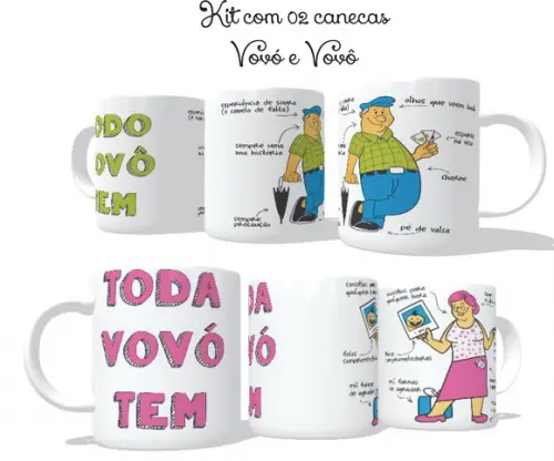 Caneca Kit c/02 - Avô e Avó - Vovó e Vovô - Todo mundo tem