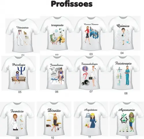 Camiseta Profissões - Cursos - Diversos modelos