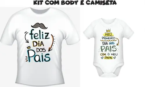 Camiseta Meu Primeiro Dia Dos Pais - Kit C/02 Body E Camiset