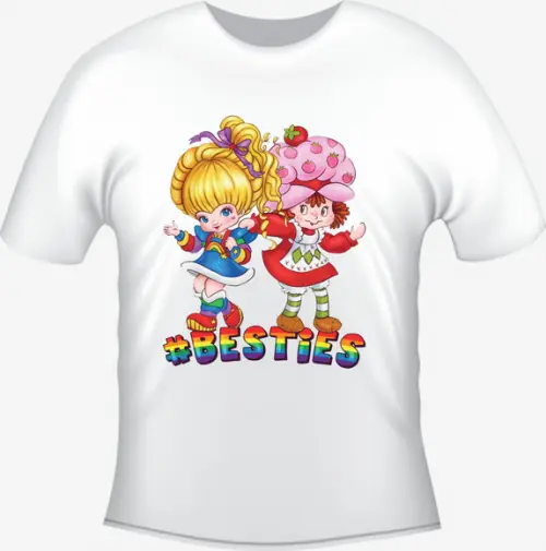 Camiseta Rainbow Brite e Moranguinho Besties