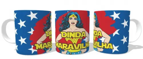 Caneca Dinda Maravilha - Madrinha - Mulher Maravilha