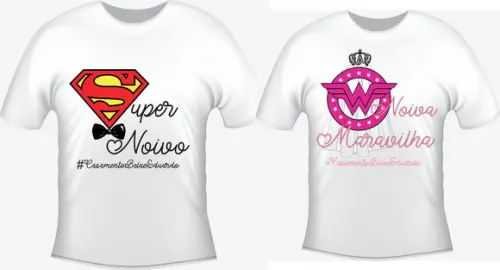 Camiseta kit/2- Casamento - Super Noivo e Noiva Maravilha